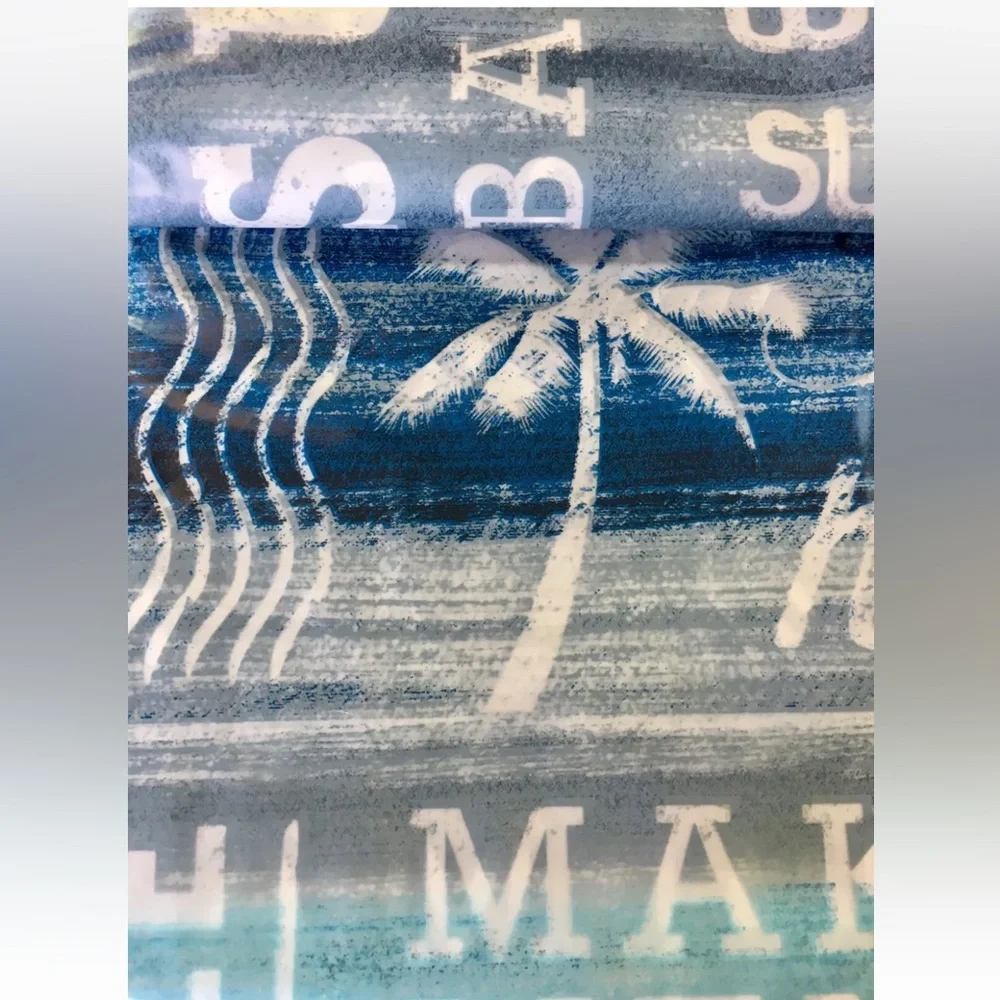 Ocean Rules Blue Peva Shower Curtain Metal Grommets Ombré Sunset Relax Beach